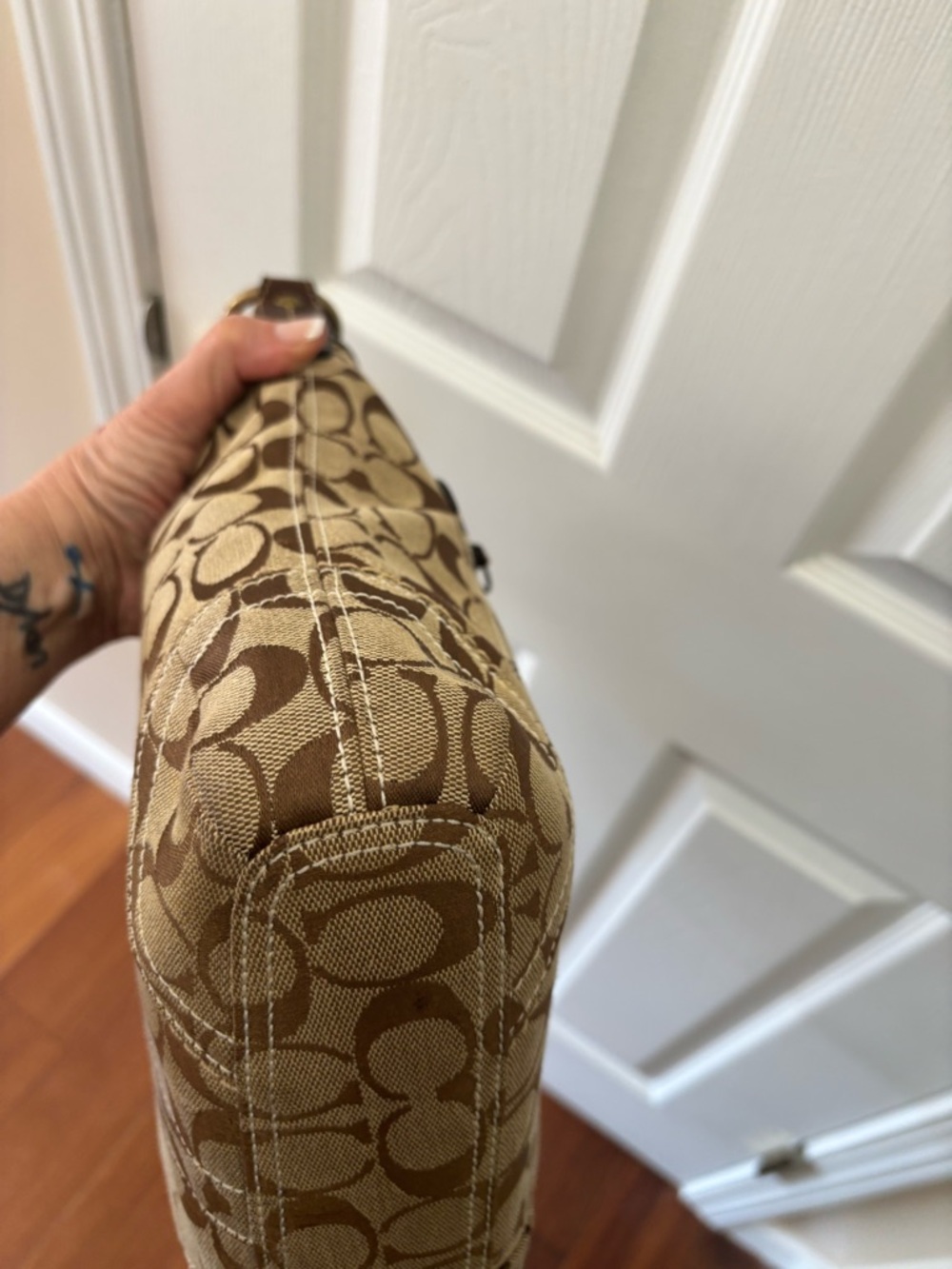 Coach VINTAGE G06M-10403 Signature Tan Jacquard Medium Convertible Duffle EUC - Picture 9 of 16